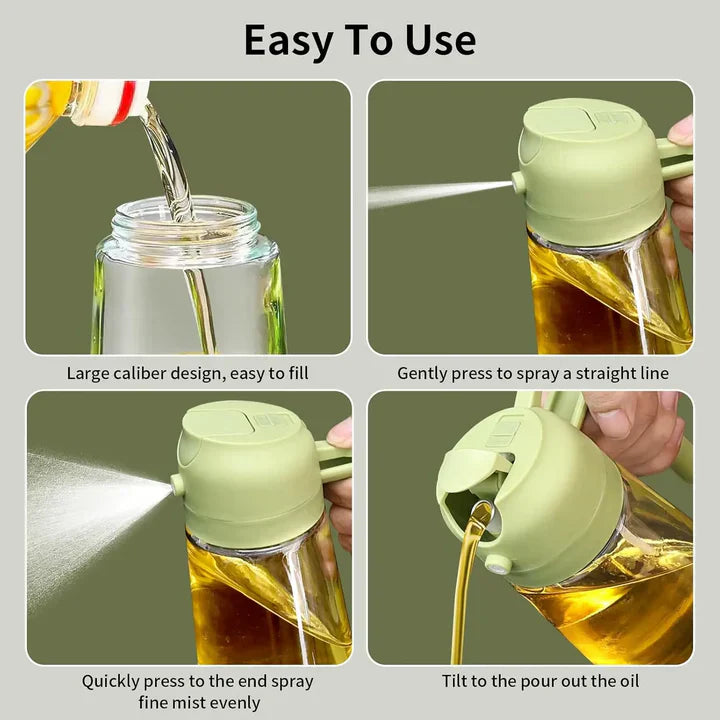 Oil Dispenser 1+1 FREE: 2-in-1 Pour and Spray Glass Oil and Liquid Dispenser
