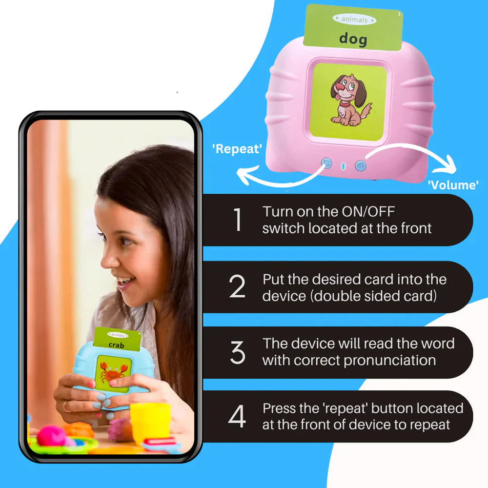 Hoorbaar flashcard-apparaat - Vroeg educatief apparaat + flashcards (224 kaarten)